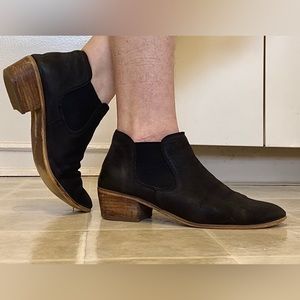 Black Leather Slip-On Ankle Boots